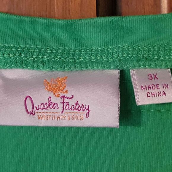Women's Size 3X Quaker Factory Green Sequins 3/4 Sleeve Top - Picture 3 of 5